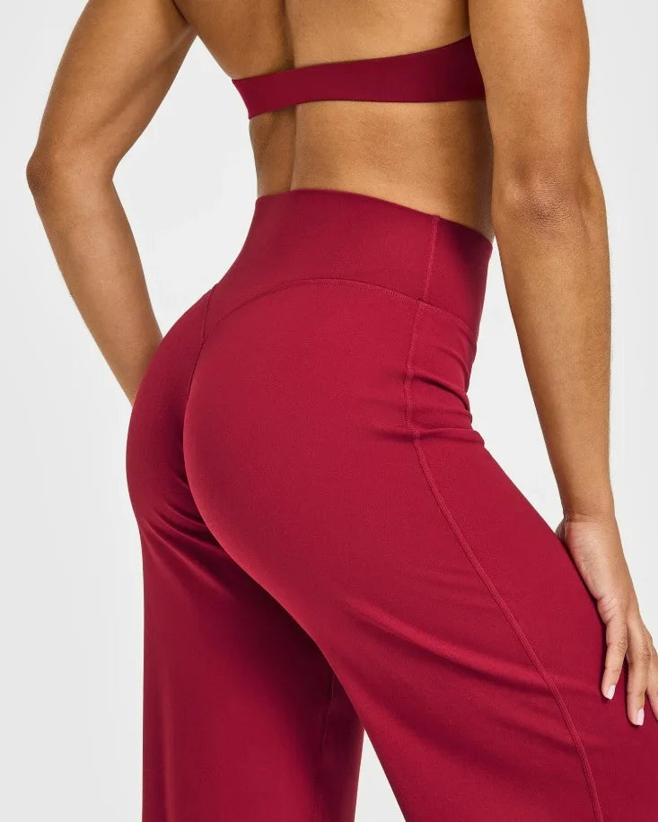 NCLAGEN Straight-Leg Pants Ultra Soft Butter Fabric Women's Mid-Waist Yoga Pants GYM Naked Feel Pilates Running Sport Trousers