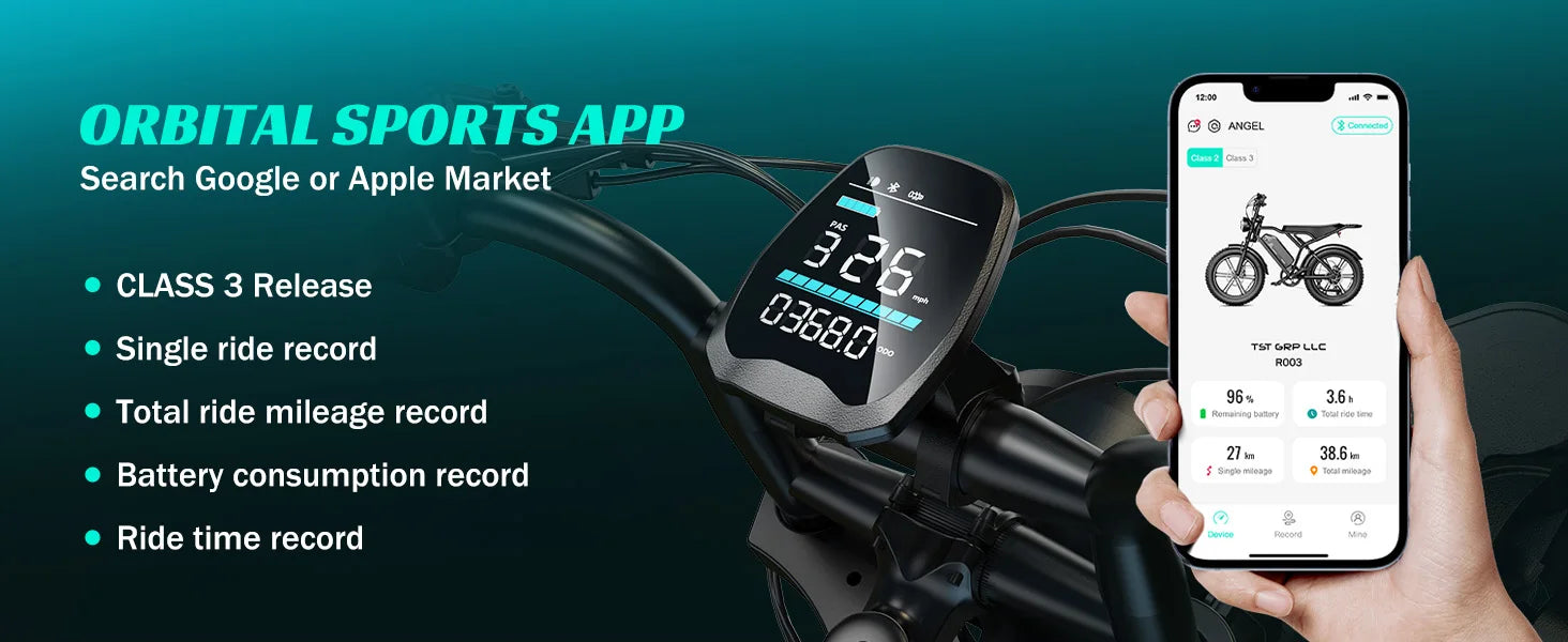 TST R002 1500W e-bike, 20" fat tires, 60-100mile range, 28MPH, 48V 15Ah battery, for all terrains.