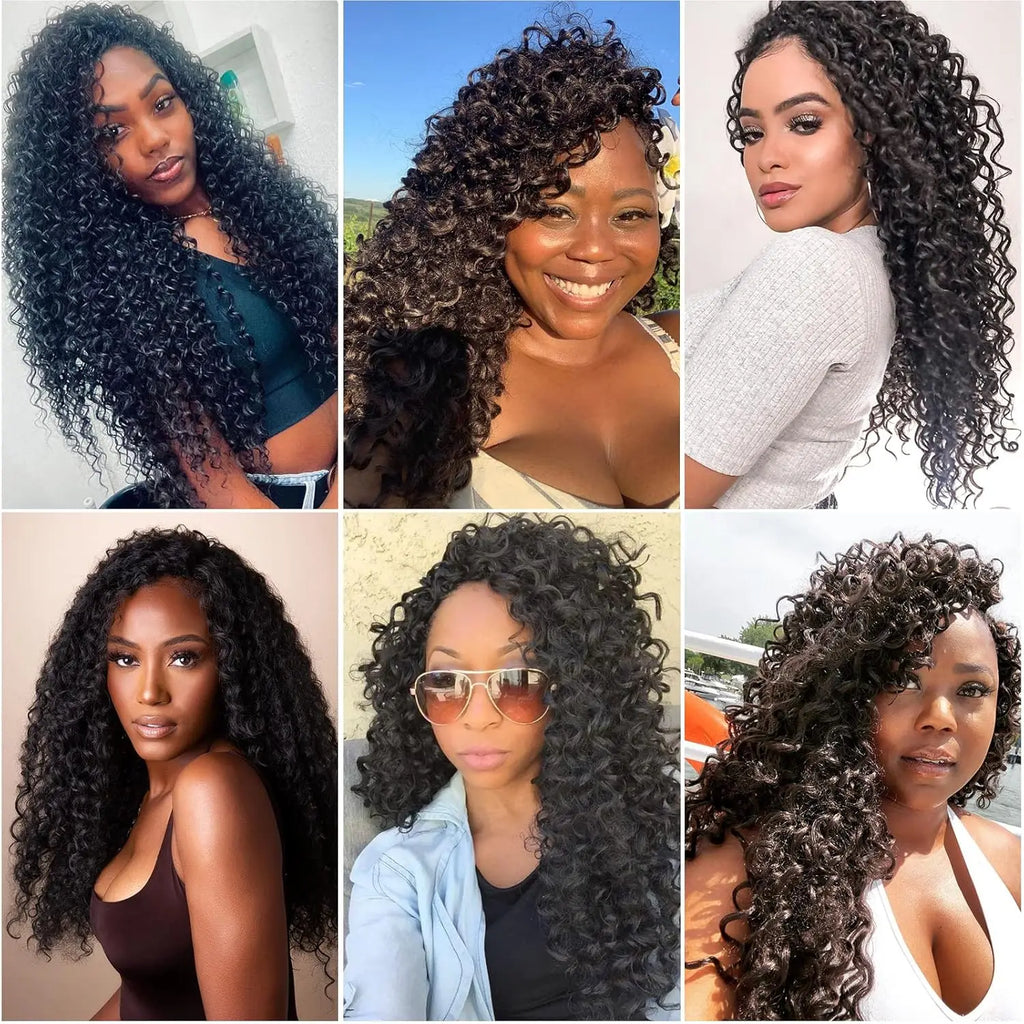 Natural Color Kinky Curly Crochet Hair Miracle Knots 100% Human Hair Soft Silky Bouncy Texture Full Head Extensions Luxury High End Hair