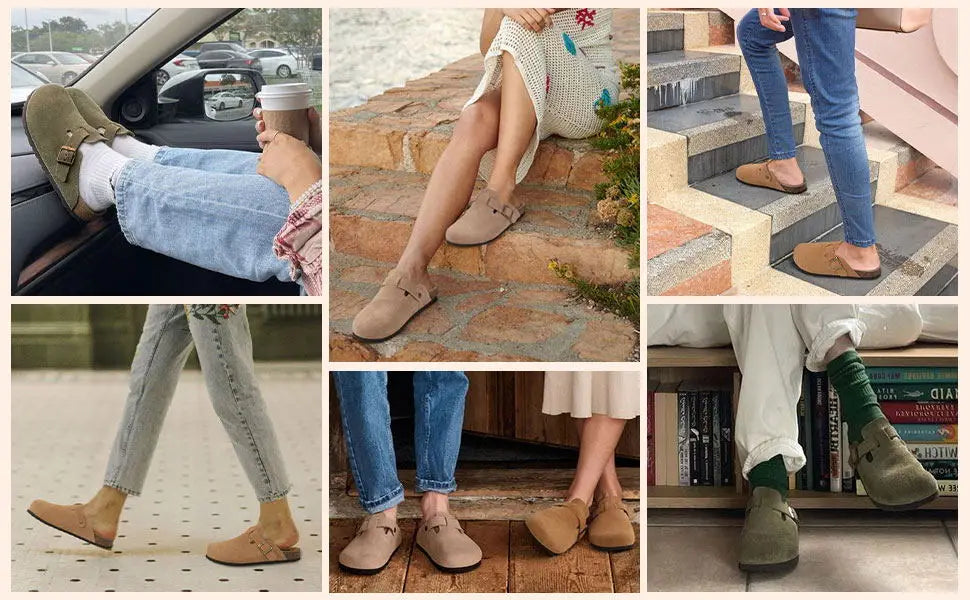 Crestar Fashion Clogs Slippers For Women Classic Suede Men Mules Cork Footbed Leather Potato Shoes With Arch Support Beach Slide
