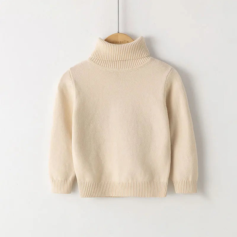 2026 Autumn Winter Children's Cotton Sweater Full Sleeve Turtleneck Knitwear Baby Boys Girls Clothing Warm Soft Jumper Pullovers