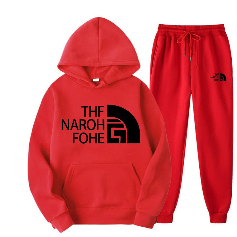 Men's and women's fashionable sports casual hooded sweatshirts and sweatpants, fashionable and simple printed sportswear