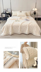Solid Color Taffeta Velvet Carved Blanket Thick Double-Sided Plush Multifunctional Blanket Office Nap Quilt for All Seasons
