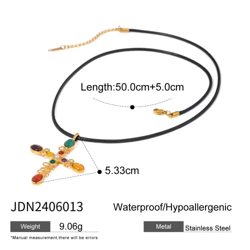 Youthway Trendy Stainless Steel Waterproof Irregular Geometric Metal Wax Rope Necklace Gold Silver For Women Jewelry Gift