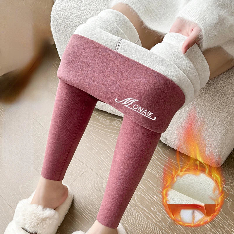 Winter Cashmere Leggings Women Solid Warm Leggings High Waist Slim Stretchy Pants Big Size Adding Velvet and Thickening Pants Main image