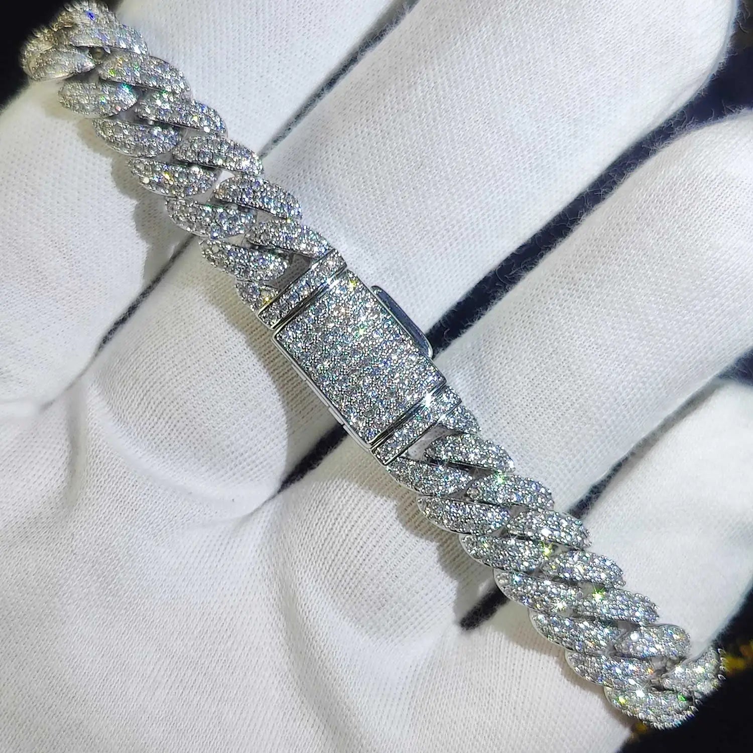 Luxury Jewelry Bling CZ Cuban Link Bracelet Two Row Zircon Copper Miami Cuban Bracelet Iced Out Hip Hop Men Women Main image