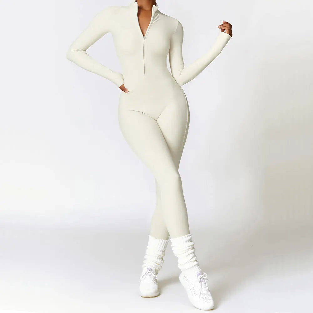 Zipper Yoga Rompers Long Sleeved One-piece Women's Sportswear Gym Jumpsuits Workout High-intensity Fitness Skin-tight Garment Main image