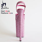 Pink Shiny Women Sandals 26CM/10Inchs High Heels Ultrahigh Heel Stripper Slippers Pole Dance Shoes Party Stage Show Sandals