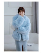 Fox Fur Coat Women's Winter Fashion Warm 100% Fox Fur Coat Hooded Long Sleeved Sweet Women's Luxury Designer Coat