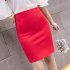Basic OL Back Split Slim Skirt for Women, Korean Fashion, Bodycon Pencil Office, Elegant Black Knee Length, HighWaist Shirts,