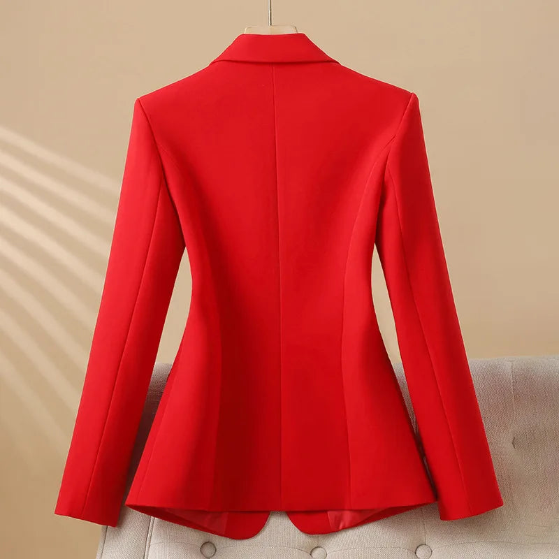 Women Blazer Casual Single Button Long Sleeve Red Black White Slim Suit Ladies Office Coat Fashion New Winter Autumn Jacket 2025 & 2026 Secondary image