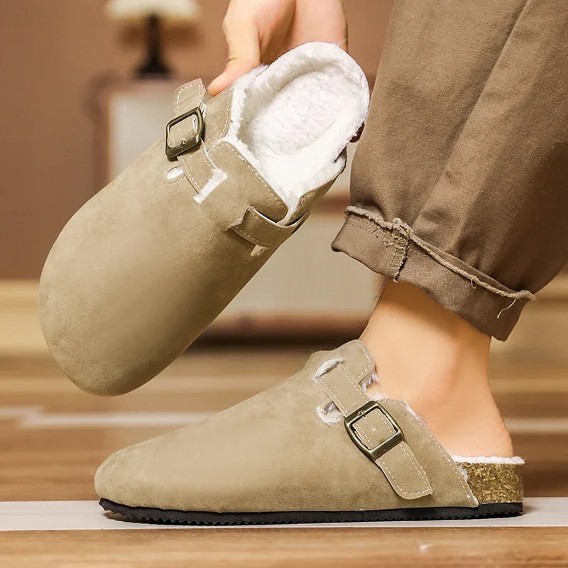 Men Suede Leather Mules Women Comfort Potato Shoes with Arch Support Cork Winter Shoes Fashion Clogs Men Cork Footbed Mens Clogs Secondary image