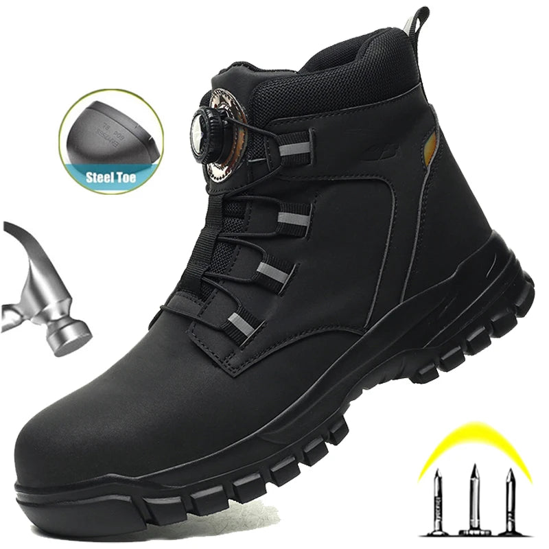 Rotating Button Work Shoes for Men Anti Puncture Work Sneakers Waterproof Work Safety Shoes Non Slip Steel Toe Tactical Boots Secondary image