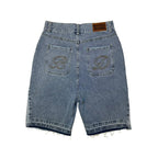 Deeptown Y2k Vintage Harajuku Denim Shorts Women Washed Letter Embroidery Tassels American Retro Jeans Man Baggy Hip Hop Jorts