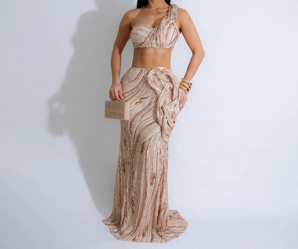 Sexy One-shoulder Long Summer Dress Sequin Birthday Holiday Elegant Party Evening Dresses Luxury Womens Prom Dresses XSY29