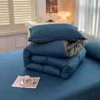 2-side Solid Color Brush Fabric Bed Set 4 Pieces Duvet Cover Pillowcase Bedding Set Bed Sheet Quilt Cover Single Queen King Size