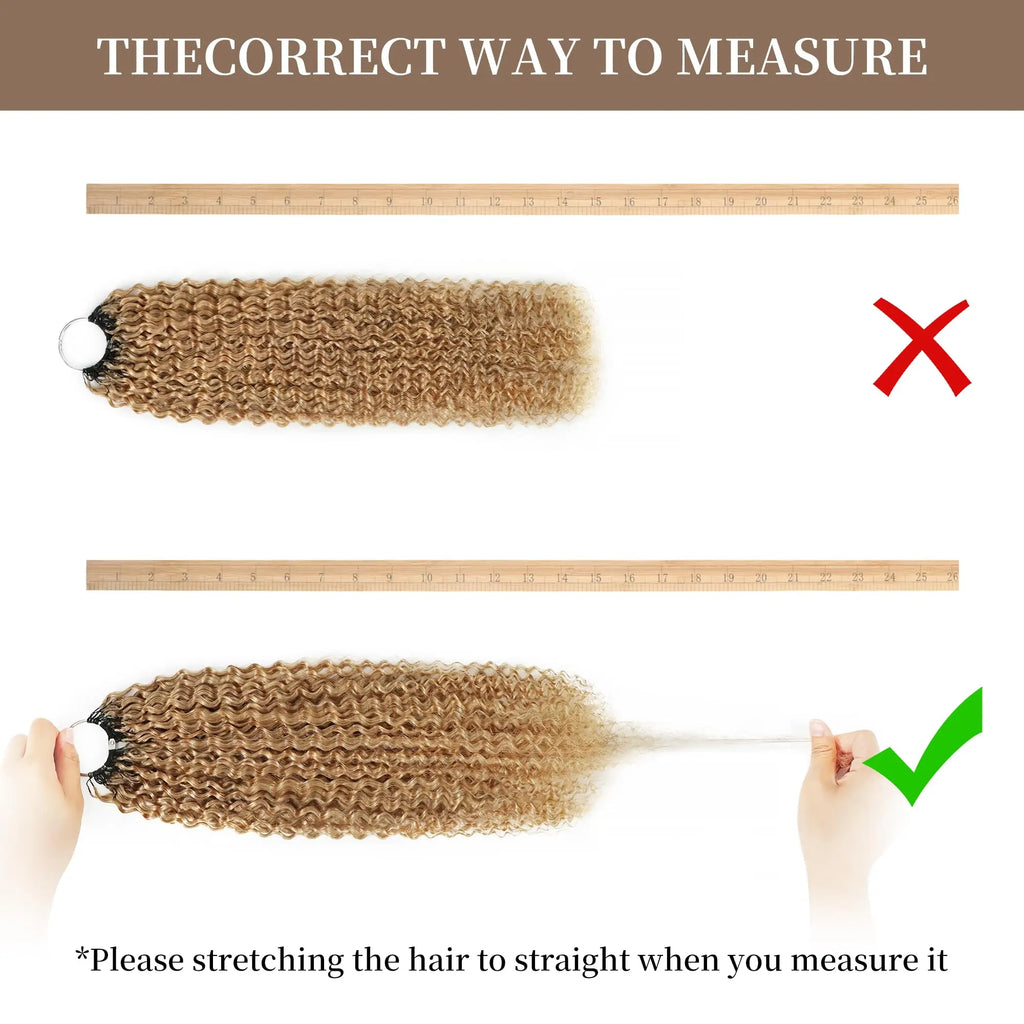 Honey Blonde Feather Crochet Human Hair Extensions Curly Invisible Miracle Knots Pre-Separated Crochet Hair for Women