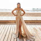 Wedding Party Dress Female Evening Elegant Sexy Deep V Neck Strap Sleeveless Sequined Long Maxi Dresses for Women 2026