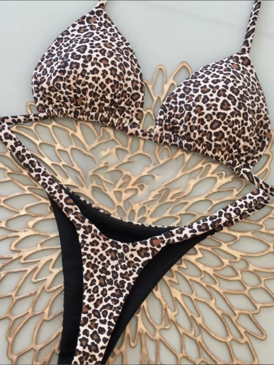 Brazilian Bikini Set Sexy Push Up Swimsuit Two Piece Triangle Tie Side Bottoms Beach Swimming Wear Bathing Suit Women