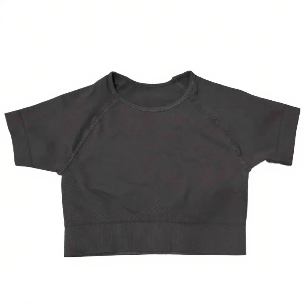 Gym Top for Women Short Sleeve Yoga Crop Top Ribbed Sports T Shirts Clothes Fitness Seamless Workout Tee Sports Tops Activewear