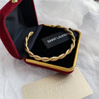 Trendy Charm Cuff Twist Bracelets Opening Bangles for Women Gold Color 316L Stainless Steel Wire Thin Simple Bangles Jewelry