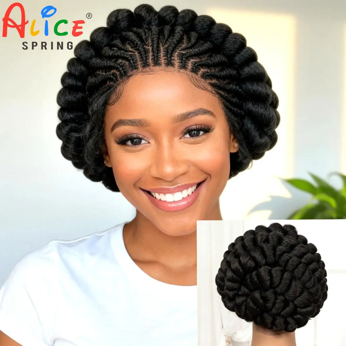 Colored Bantu Braided Wigs Synthetic Full Lace Cornrow Braided Wig Natural Knotless Braids Wigs with Baby Hair for Black Women Main image