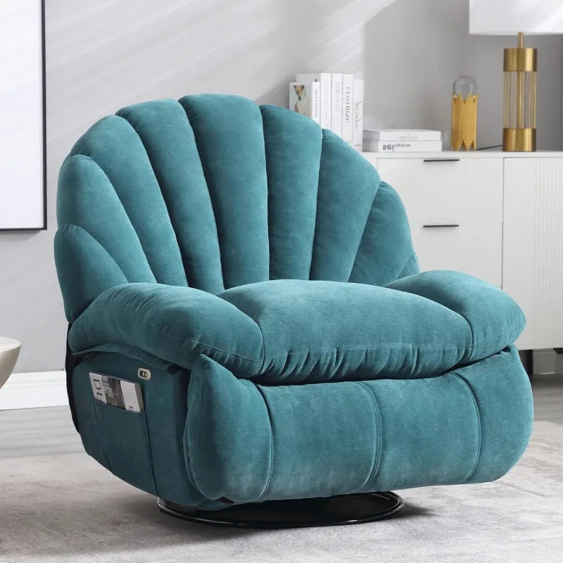 Power Recliner Chair Swivel, Comfortable Soft Fabric Shell Shape with Storage 360 Swivel Electric Big Tall Single Reclining Sofa