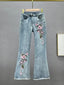 Y2k Jeans Trend Spring Summer Fashion All-match Lace Splicing Denim Straight Pants Blue Jeans for Women Streetwear Wide Leg New