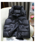 Down Cotton Vest Women 2025 New Autumn Winter Fashion Stand Collar All-Match Warm Sleeveless Waistcoat Jacket Ladies Female Tops