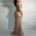 Customized Sweetheart Evening Dresses Pleat Draped glitter Sequined Beading mermaid Prom Gown Off The Shoulder Long Party Dress