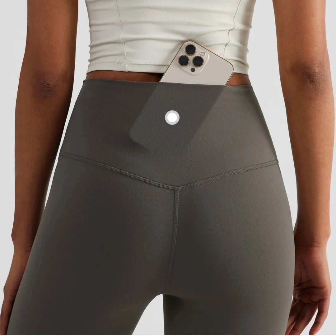 Solid Color Back Waist Pocket High Waist Yoga Legging Women Sport Cropped Pants Butter Athletic Gym Comprehensive Training Jog Main image