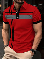 Summer Men's 3D Striped Polo Shirt Oversized Short Sleeve T Shirt Breathable Men's Clothing Casual Sports Street Mens Polo Shirt
