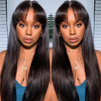 Bone Straight Cheap Wigs 180 Density Full Machine Made Human Hair Wig With Bangs On Clearance Sale Wigs For Women Wholesale BPHW
