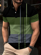 Summer Men's 3D Striped Polo Shirt Oversized Short Sleeve T Shirt Breathable Men's Clothing Casual Sports Street Mens Polo Shirt