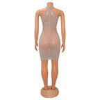 Sexy Party Dress for Women Mesh Sheer See Through Party Club Night Mini Bodycon Dress Luxury Rhinestone Sparkly Birthday Dress