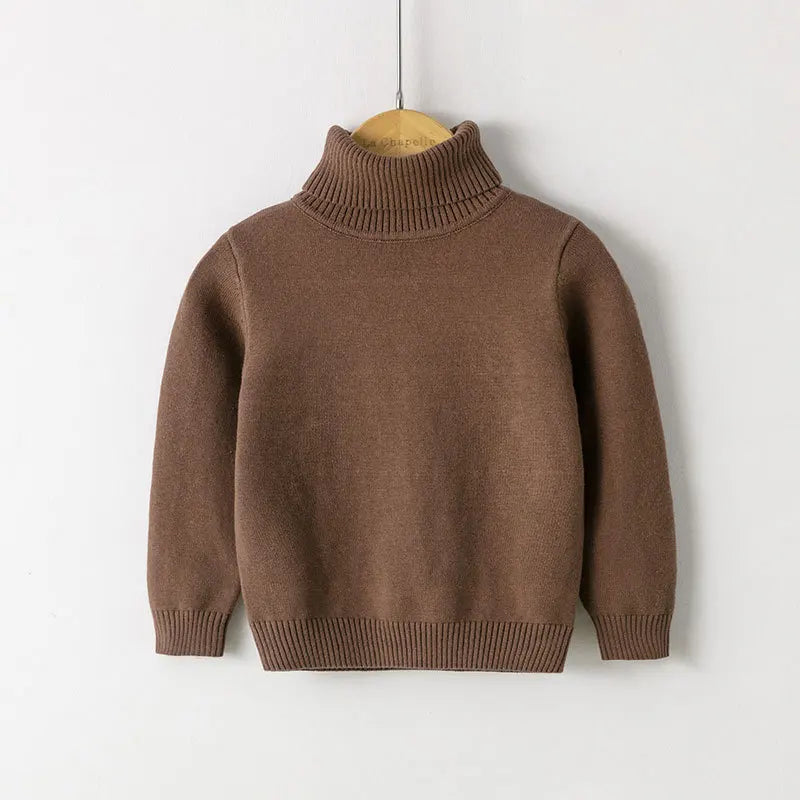 2026 Autumn Winter Children's Cotton Sweater Full Sleeve Turtleneck Knitwear Baby Boys Girls Clothing Warm Soft Jumper Pullovers