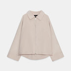 Woolen Zipper Loose Short Jacket Women Long Sleeve Lapel Solid 2025 Autumn Winter Commute Coat Street Office Warm Ladies Outwear