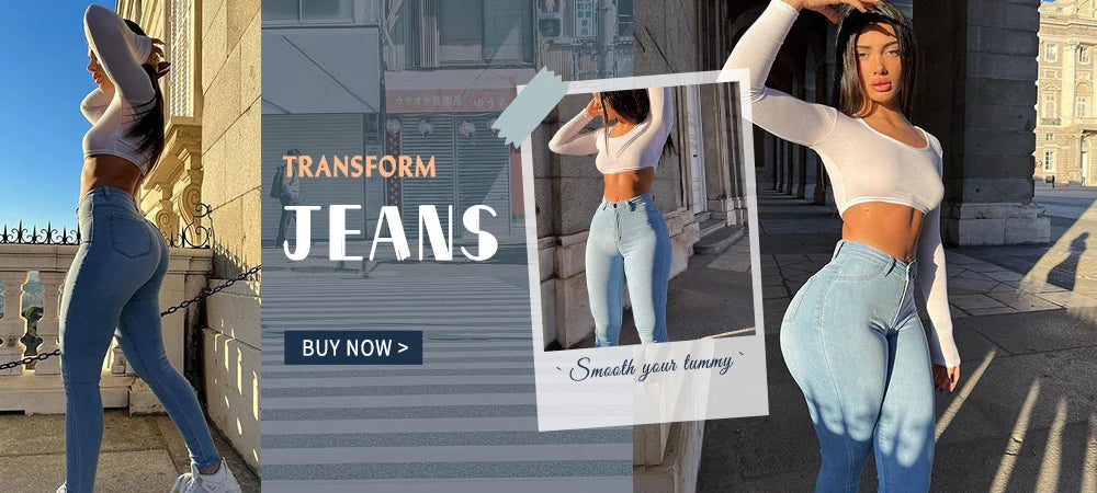 2025 & 2026 Fashion Straight Elastic Jeans Women Mid Waist Skinny Denim Pants Y2K Trousers Shaping Butt Lift Slim-fit Jeans