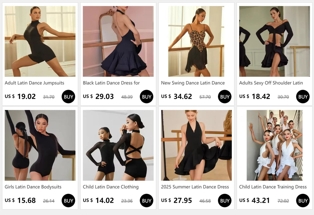 Black Latin Dance Dress for Women Professional Sexy Chacha Dance Competition Dress Adult Party Dresses Stage Outfit 2026 New