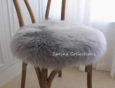 35/40/45CM 100% Pure Sheepskin Wool Hairy Floor Carpet Rugs Round Chair Cushion Seat Pad Covering Soft