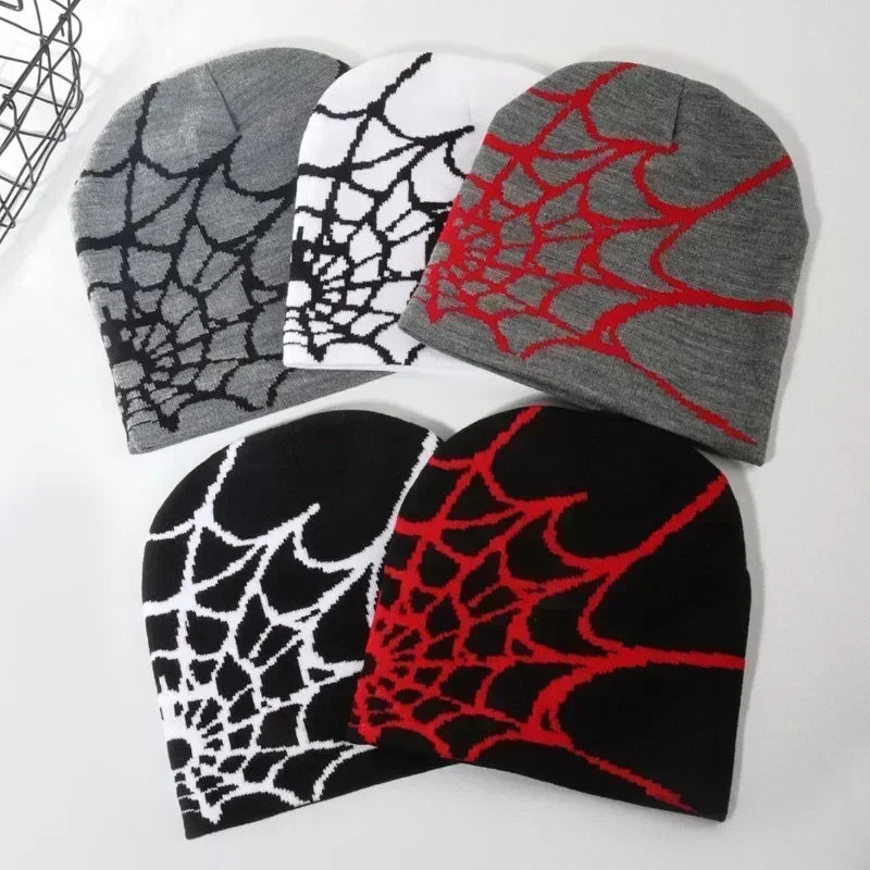 Knitting Spider Web Design Hat Skullies Beanies for Men Women Pullover Pile Cap Y2k Goth Warm Beanie Hats New Hip-hop Street Cap Secondary image