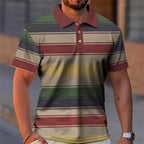 Essential Summer Stripes Polo Shirt Men 3D Print Colors Plaid Button Lapel Golf Shirts Harajuku Streetwear Casual Fashion Tee