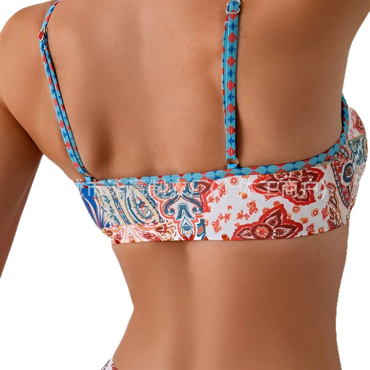Sexy Floral Print Women's Bikini Set Fashionable Trendy Strapless Backless Design with Chest Pad No Steel Support for Swimming