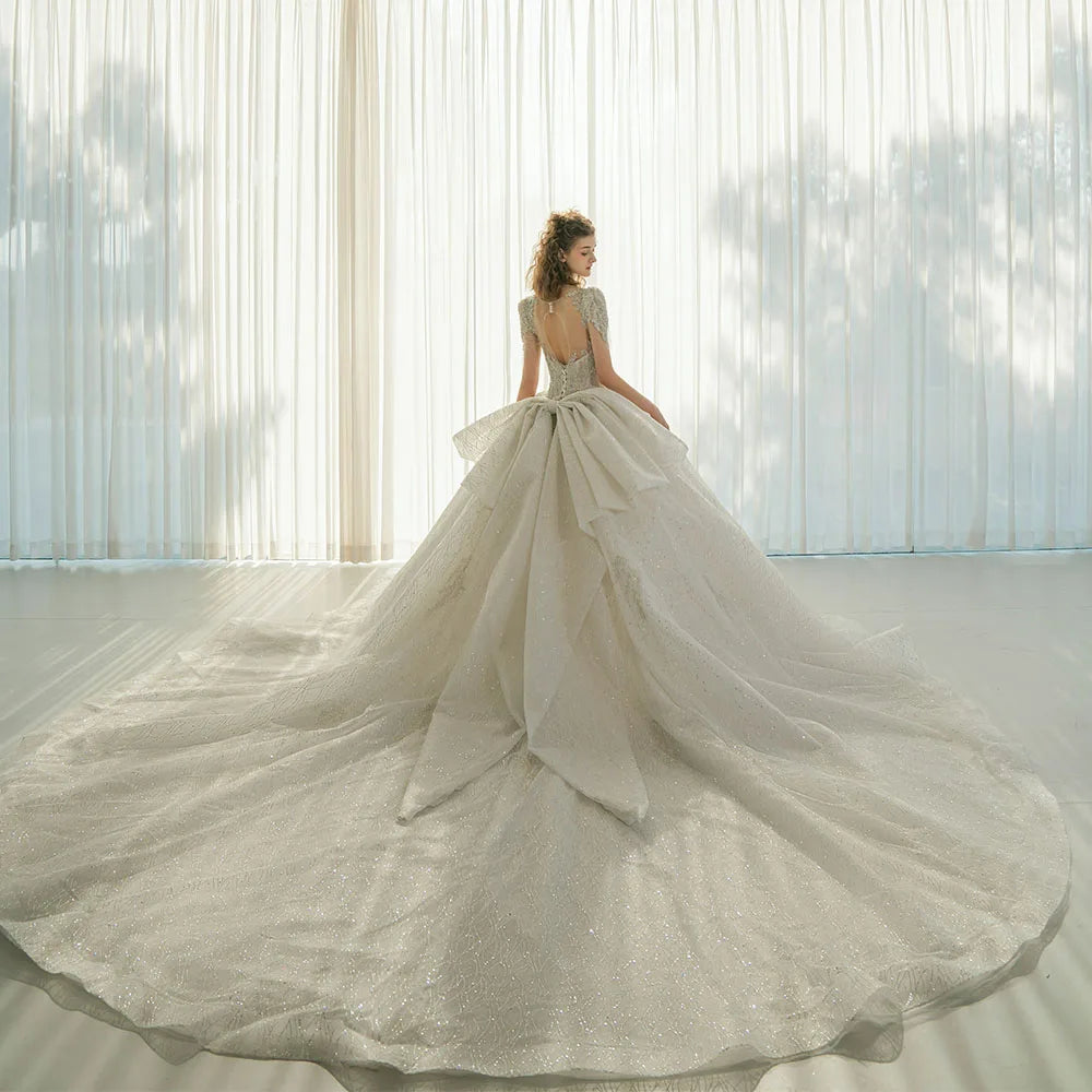 Wedding Dress New Bride Lace Up Plus Size Short Sleeves Customized High-quality Vestidos De Novia Princess Dresses Ball Gowns Secondary image