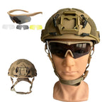 Military Tactical Helmet Set - Multi-Lens Goggles & Full Face Mask, Riot Airsoft CS Protective Gear for Outdoor Sports