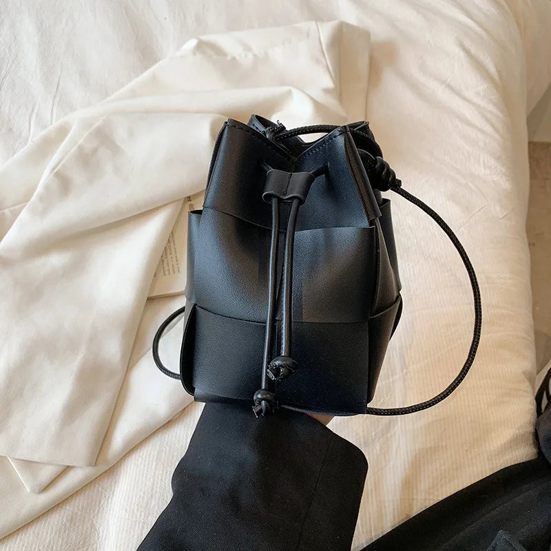 Summer New Fashion Mini Bags Women Design Korean Chic Woven Shoulder Crossbody PU Leather Handbag Hotgirl All-match Money Bag