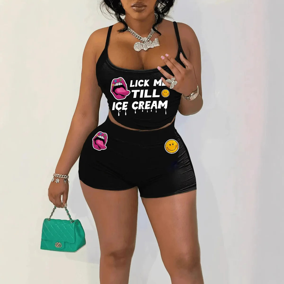 Sexy Spaghetti Strap Crop Tops And Short 2 Piece Sets Woman Outfit 2026 Summer Sexy Sport Casual Two Piece Set Women Short Sets Secondary image