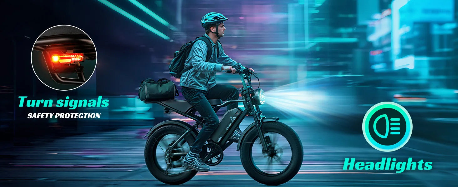 TST R002 1500W e-bike, 20" fat tires, 60-100mile range, 28MPH, 48V 15Ah battery, for all terrains.
