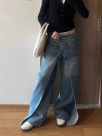 Trashy Y2K Style New Rock Hip Hop Baggy Wide Leg Jeans Pants Women 90S Clothes Vintage Straight Lady Denim Trousers Ropa Mujer
