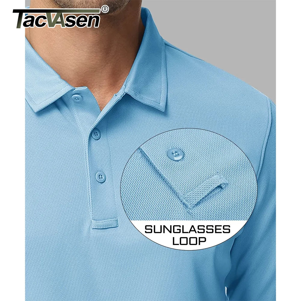 TACVASEN Men Outdoor T-shirts Work Polos Summer Quick Dry T-shirts Long Sleeve Lightweight Golf T-shirts Tee Tops